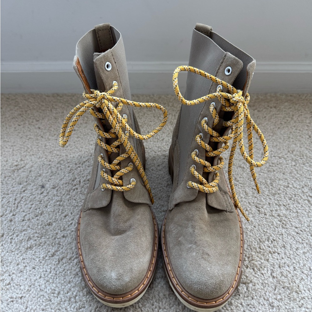 Rag & Bone Women's Taupe Boots with Yellow Laces